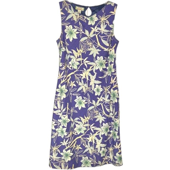 Tommy Bahama 100% Silk A-Line Sleeveless Floral Sheath - Smoky Blue/Cream - 8 - Picture 1 of 9